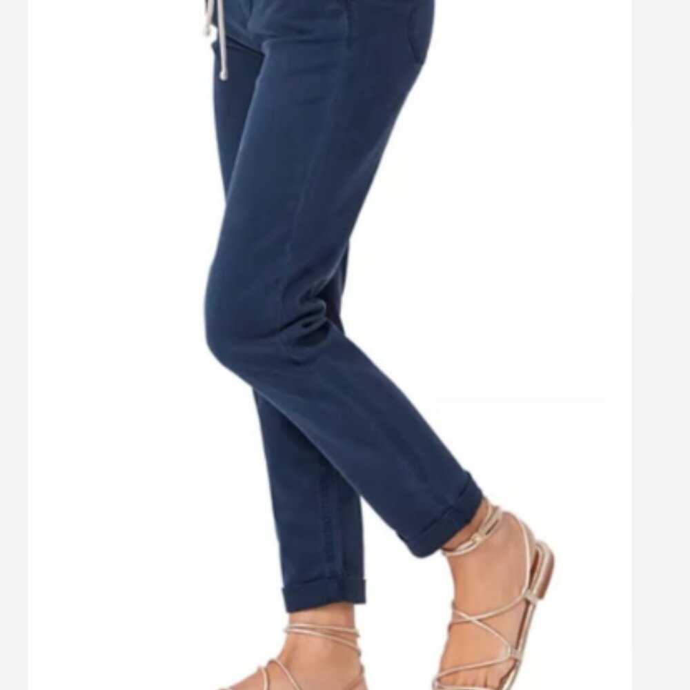 PAIGE Christy Navy Drawstring Waist Pants Women's Size 25 - Picture 3 of 13
